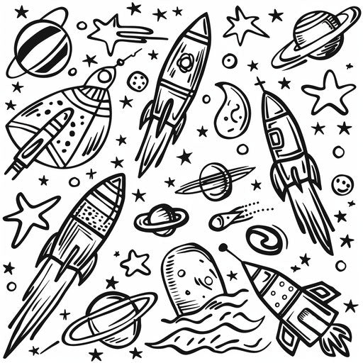 Space-themed doodle page