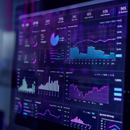 Detailed financial dashboard with colorful graphs
