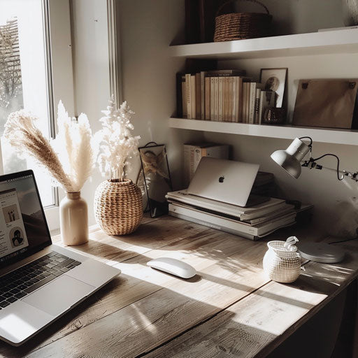 Minimalist and calm workspace with a laptop