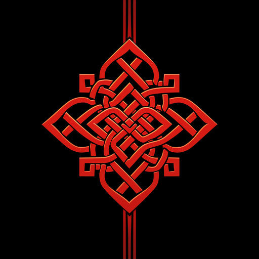 An ancient symbol of knotting red squares