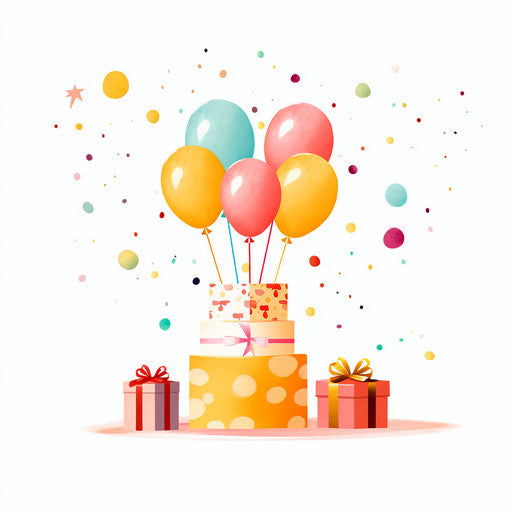 Birthday clipart in Minimalist style on white background