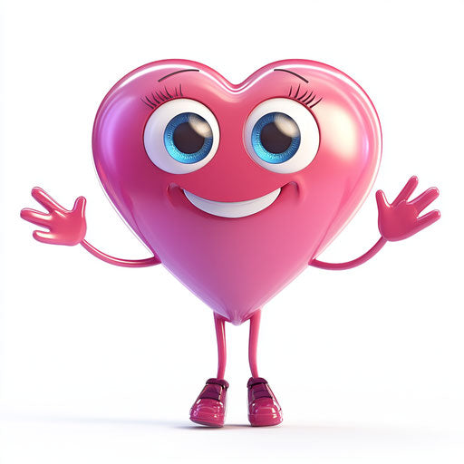 Dynamic Pink Heart Caricature Clipart JPG for Digital Media
