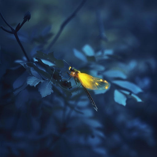 Firefly shining in the night, in the style of Frans Lanting