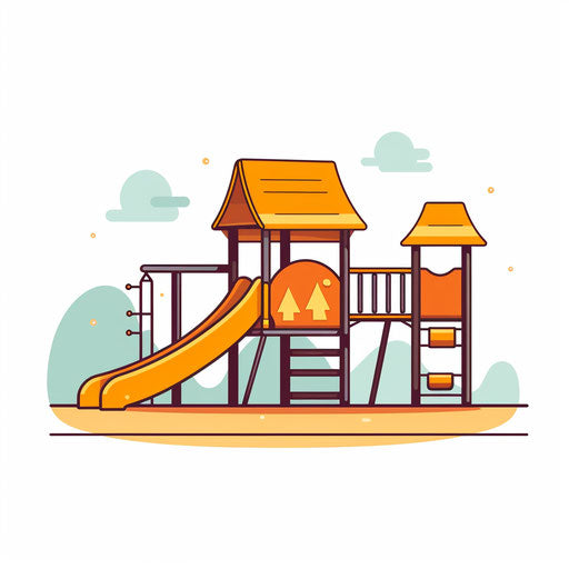 Minimalist illustration of a playground on white background