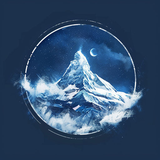 Snowy peak of challenge and majesty with name space