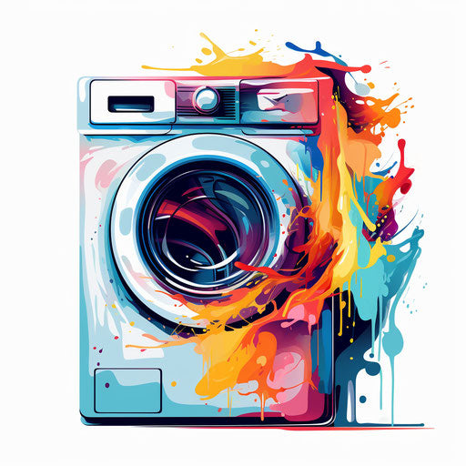 Impressionistic washing machine illustration on white background