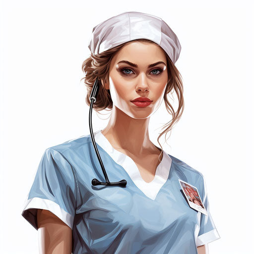 Nurse illustration in Chiaroscuro Art style on white background