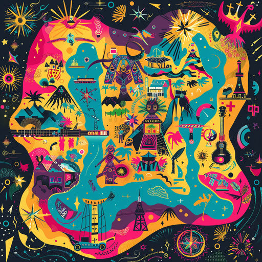 Festival map with icons for various cultural and music festivals