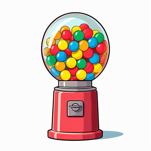 Minimalist gumball machine on white background