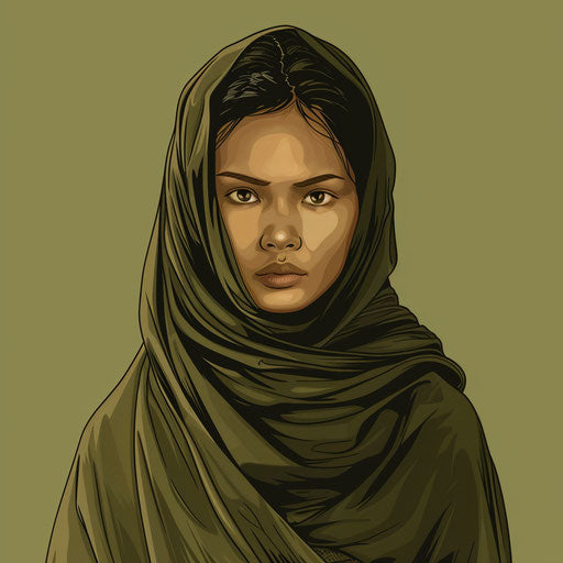 Bayanihan clipart with realistic depiction on muted olive background