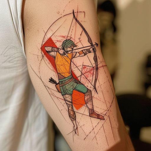 Flat Sagittarius-themed tattoo sketch