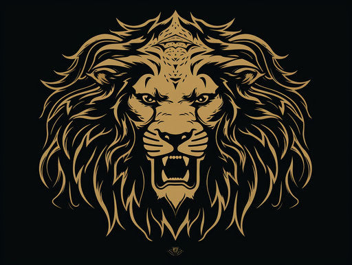 Black and gold lion head vector symbol