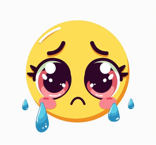 Sad emoticon with black teary eyes