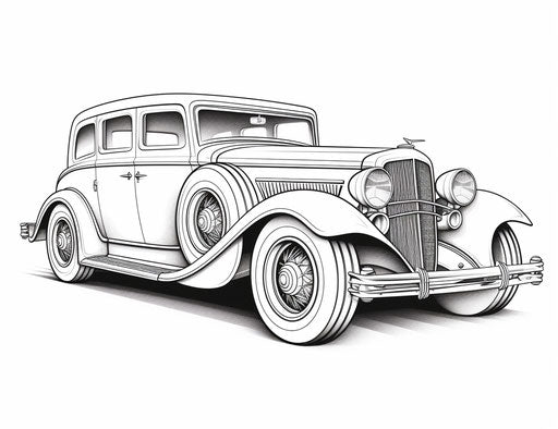 Vintage car in white and gray, mustard and red theme