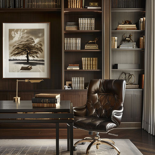 Sophisticated home office with leather executive chair