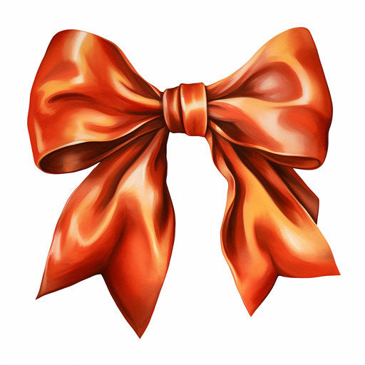 Bow clipart in the style of oil painting on white background