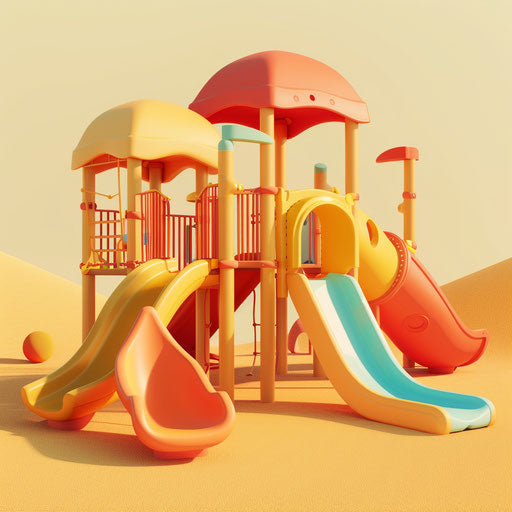 Playground clipart in photo realistic style with flat random background