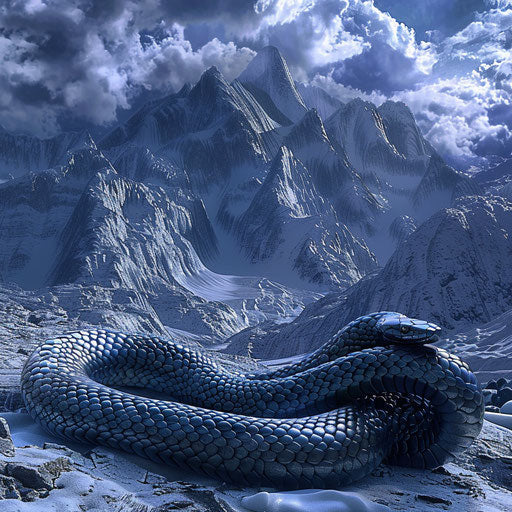 Black mamba snake in a majestic mountain range