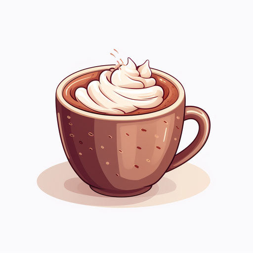 Minimalist style hot cocoa illustration, on white background