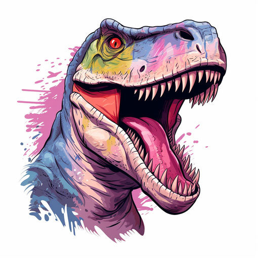 T. rex illustration in Pastel Colors Art style, on white background