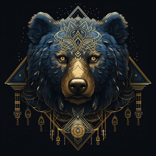 Bear with headstock design, geometric symmetry