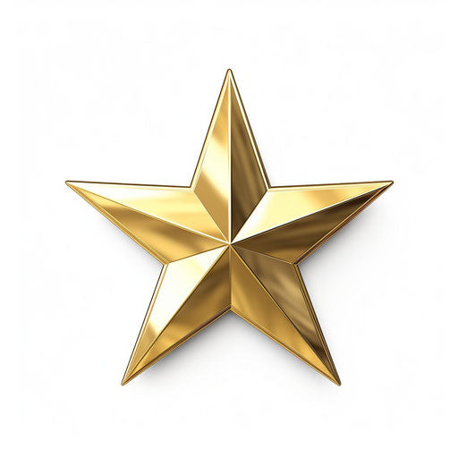 Minimalist gold star on white background
