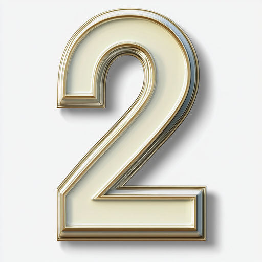 3D number 2 with realistic white background, isolated clipart