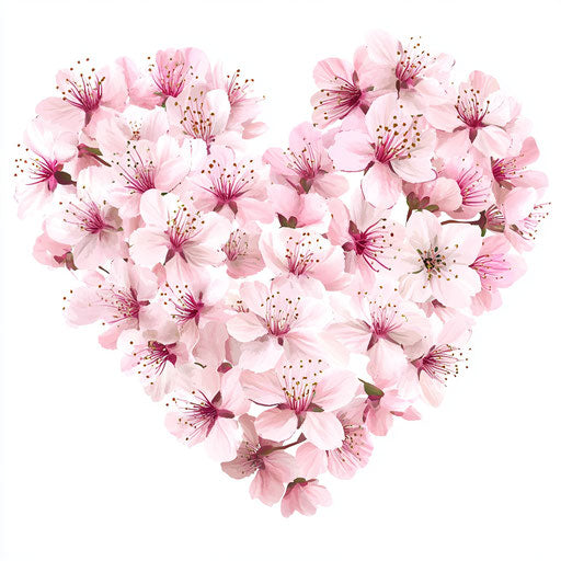 Pink heart of cherry blossoms