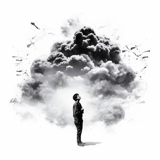 Thought bubble in the style of Chiaroscuro Art, on white background