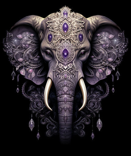 Elephant head drawing with mandala style Asian tattoo