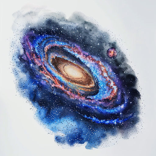 Detailed Milky Way tattoo design on white backdrop
