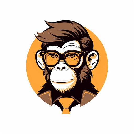 Monkey illustration in Minimalist style, on a white background
