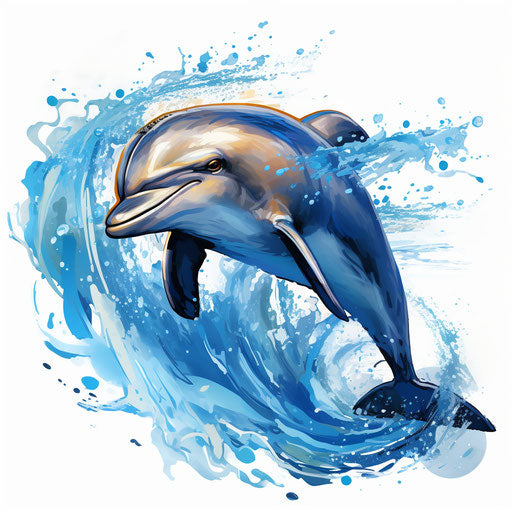 Dolphin clipart in the style of Oil painting, on a white background