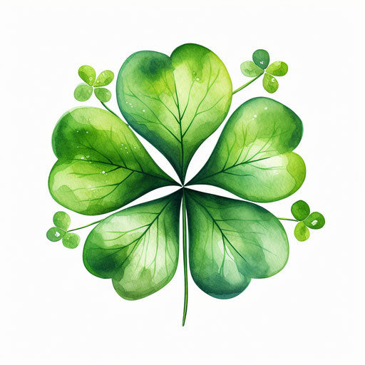 Shamrock clipart in the style of Oil painting, on a white background