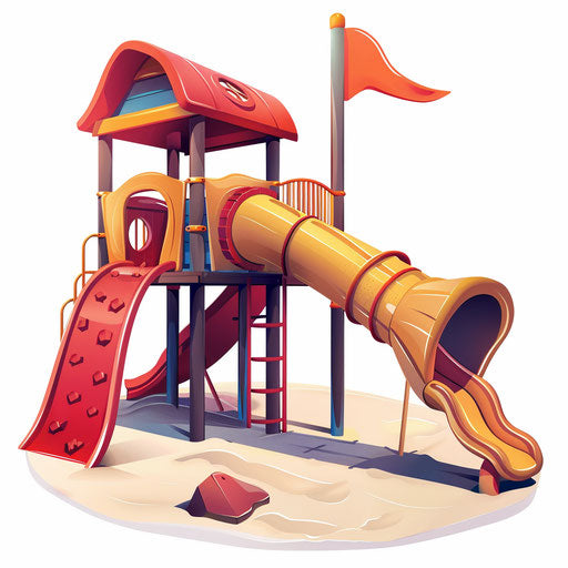 Playground clipart in a photo realistic style on flat white background