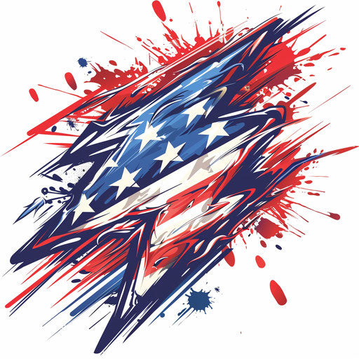 Patriotic lightning with American flag in sketch