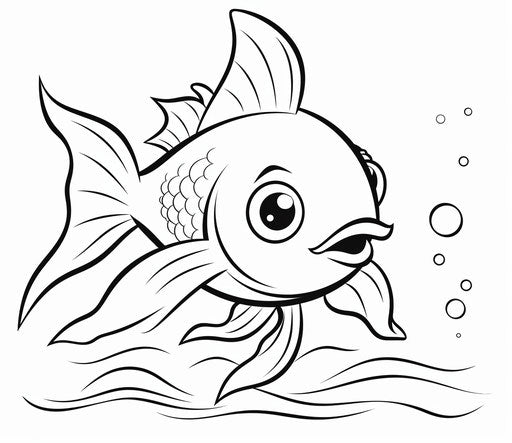 Goldfish coloring pages, animated expressions style