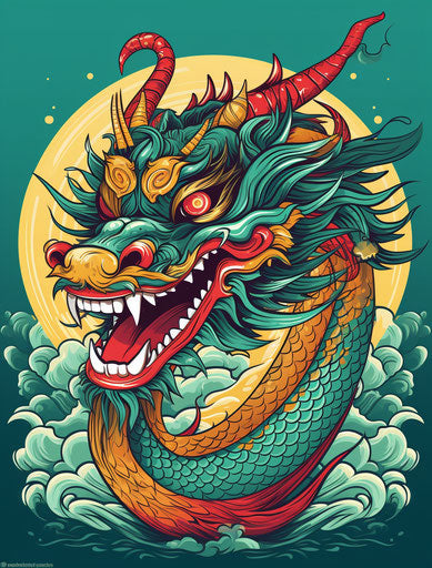 Multicolored realistic dragon of the 16th century