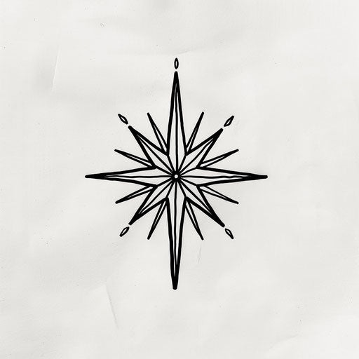 North Star minimalist flat tattoo sketch