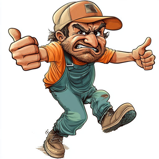 Humorous caricature of a carpenter with human characteristics