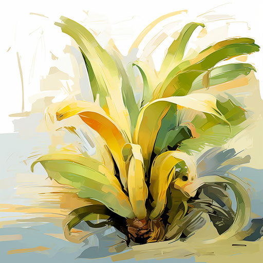 Banana tree clipart in the style of Impressionistic Art
