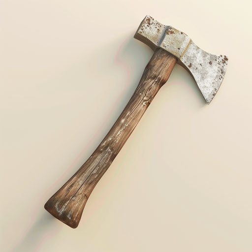 Realistic illustration of an ax on flat cream background