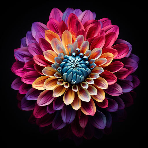 Dahlia flower in yellow and red colors