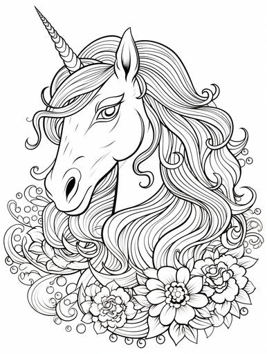 Free unicorn coloring pages for girls' birthday, light maroon and indigo style