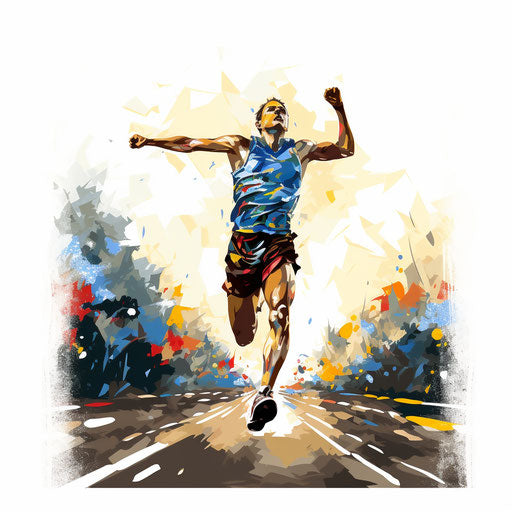 Oil painting style finish line on white background