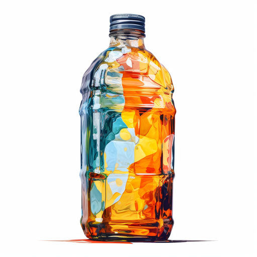 Plastic bottle clipart in the style of oil painting, on white background