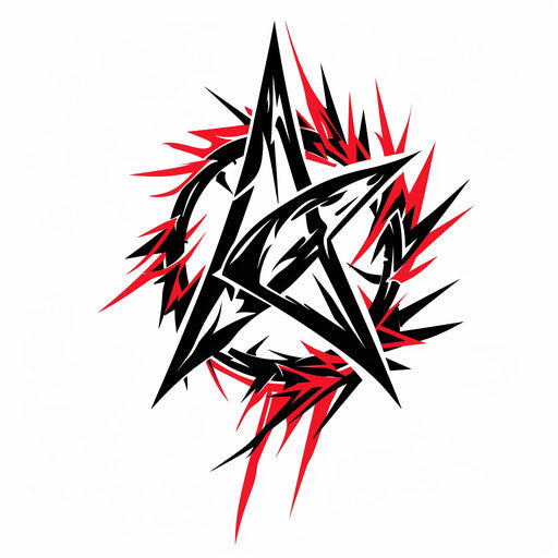 Bold tattoo sketch of an anarchy symbol with tribal design, flat style