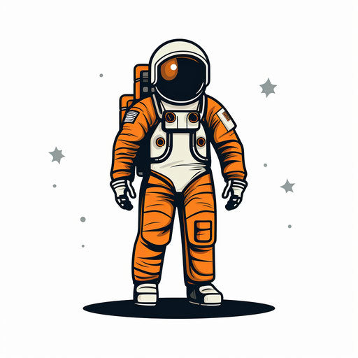 Astronaut minimalistic clipart, on white background