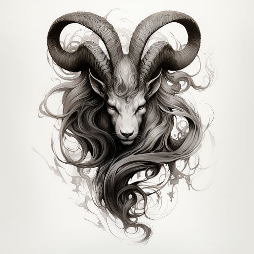 Capricorn tattoo on white paper