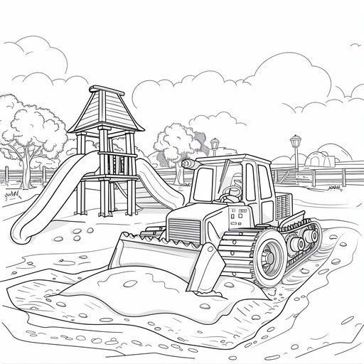 Bulldozer playing at children's playground